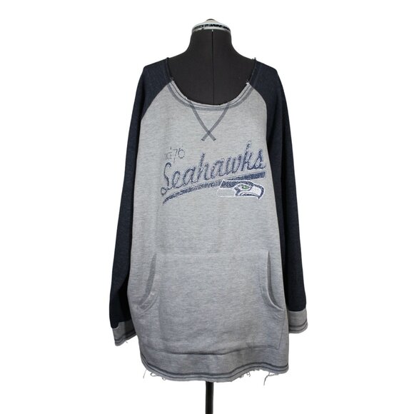 NFL Seattle Seahawks women's scoop neck raw hem French terry pullover sweatshirt - Picture 1 of 10